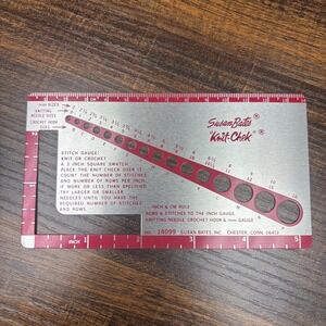 Susan Bates Knit-Chek Knitting Needle Crochet Hook Gauge Metal Ruler Tool 14099